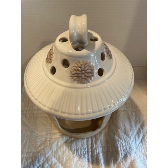 Vintage Yankee Candle Stoneware Lantern with Dragonfly & Floral Design Beige - Picture 3 of 8